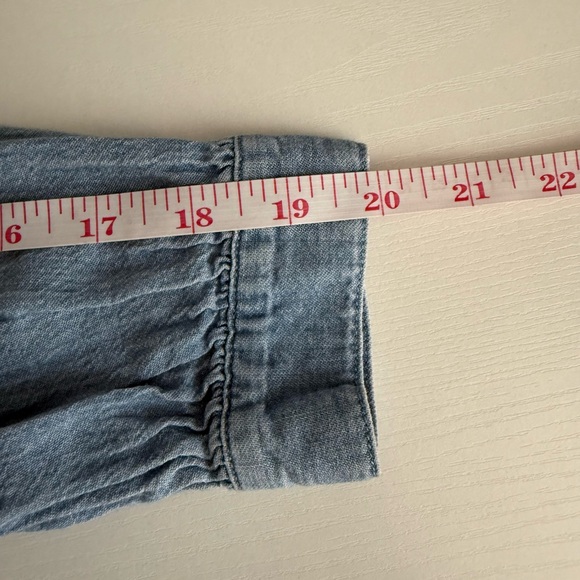 Madewell Popover Top Womens Emmie Wash Denim Shirred Long Sleeve Size XXS - Picture 9 of 14
